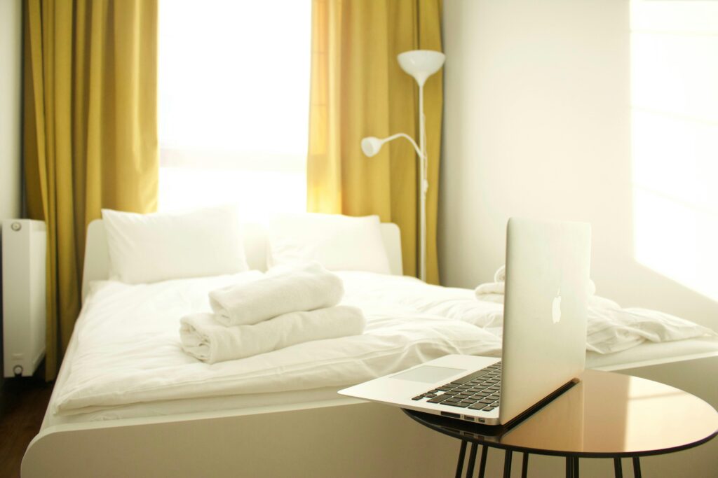 minimalist bedroom white clean